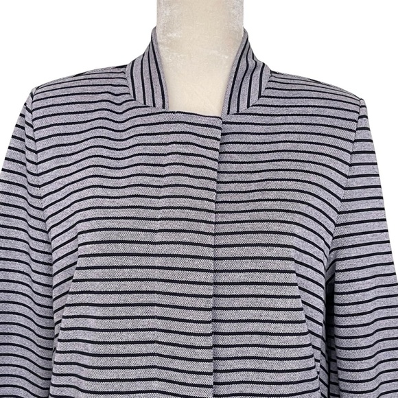 Cabi Striped Car Coat Women’s Size L 3/4 Sleeves Navy Gray - Picture 4 of 10